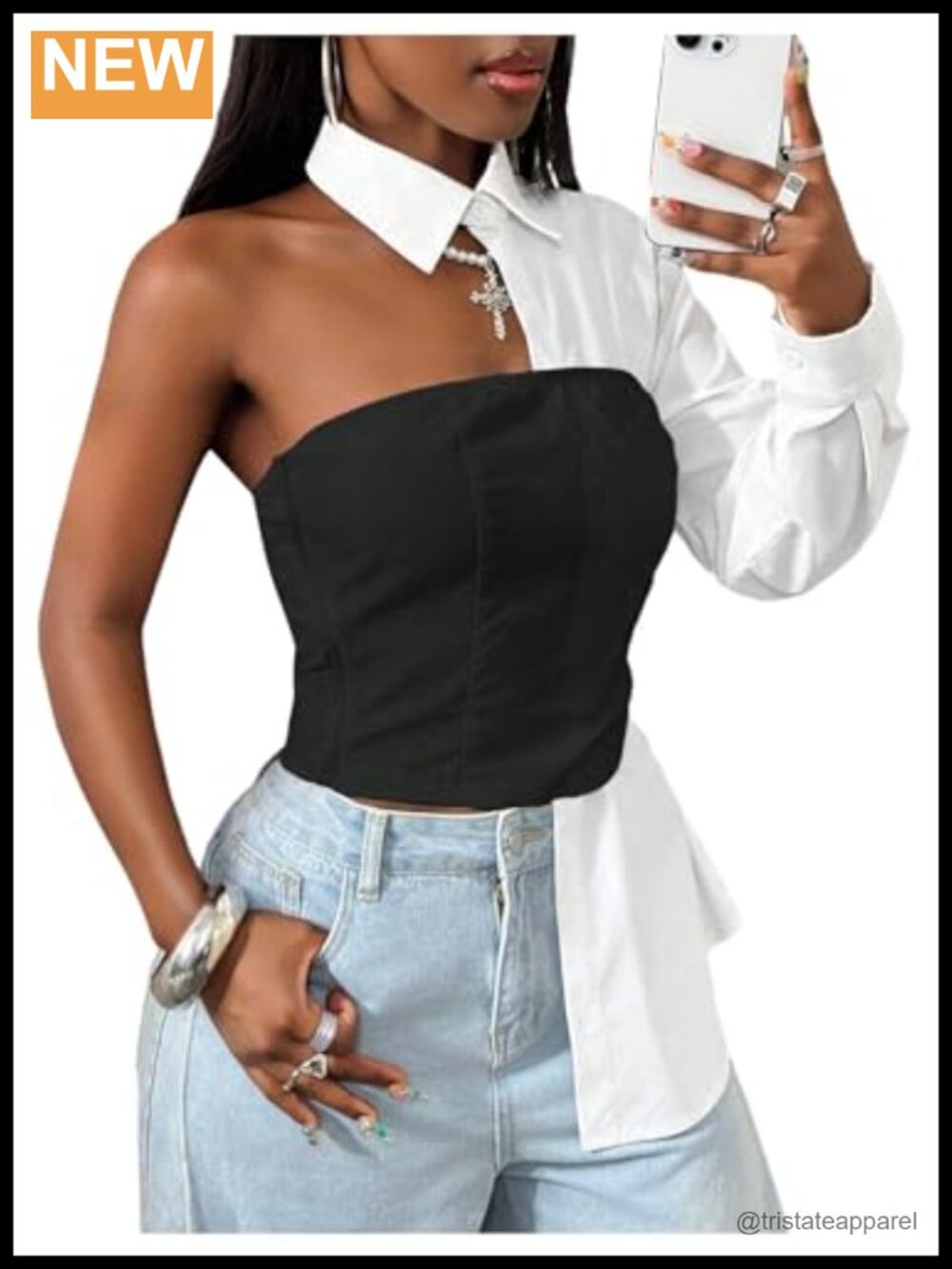 Asymmetrical Collared Blouse Long Sleeve Womens Fall Top